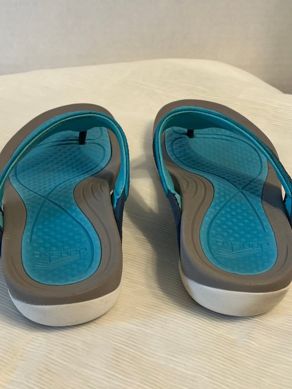 Dansko Katy Blue & Gray Leather Slip On Flip Flop Sandals - Picture 6 of 15